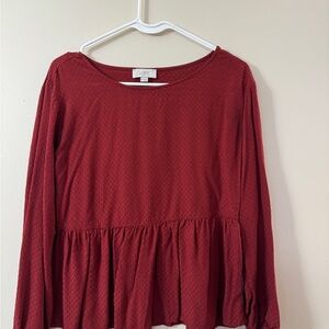 LOFT Burgundy Peplum Blouse